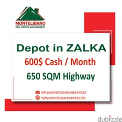 600$ !!! 650SQM Depot For rent in Zalka highway!!! 0