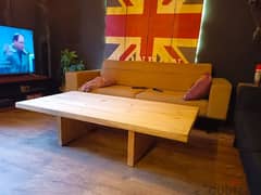 japanese central massive wood table طاولة خشب ستايل ياباني