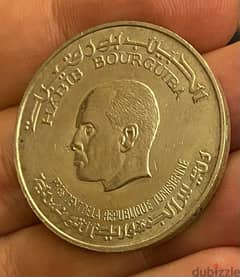 عملة ٥ دنانير جزائري فضة ٢٤ غرام سنة ١٩٧٦ الحبيب بو رقيبة٢٠سنة استقلال 0
