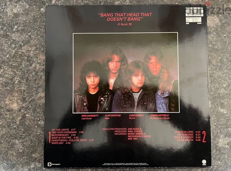 Metallica - Kill Em All - 1989 release - vinyl *exellent condition** 2