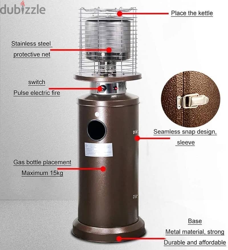 Short Gas Patio Indoor Outdoor Heater دفاية غاز مبرومة قصيرة شمسية 2