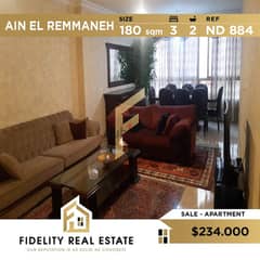 Apartment for sale in Ain El Remmaneh ND884