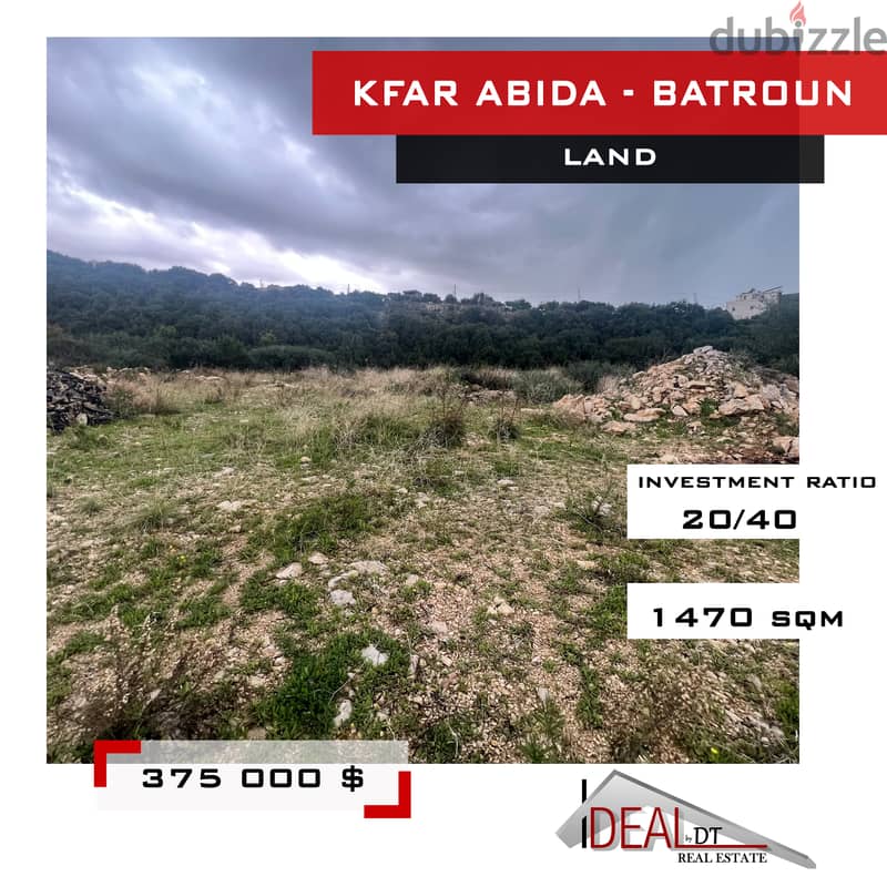 Land for Sale In Batroun , Kfar Abida 1470 sqm ref#jcf3394 0