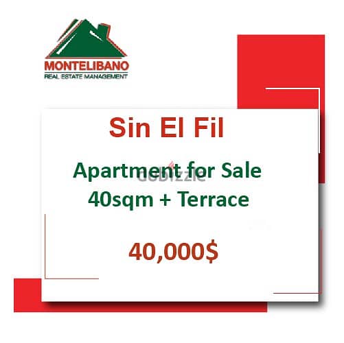 40000$ Apartment for sale located in Sin El Fil 0