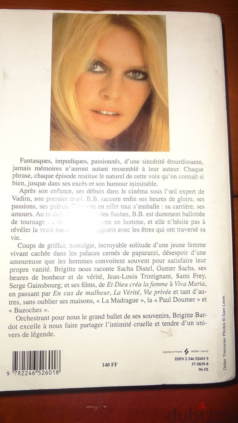 Brigitte Bardot initiales B. B. memoires book 2