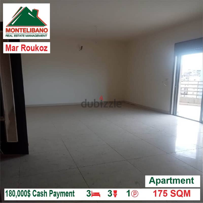 180,000$!! Apartment for sale located in Mar Roukoz 1