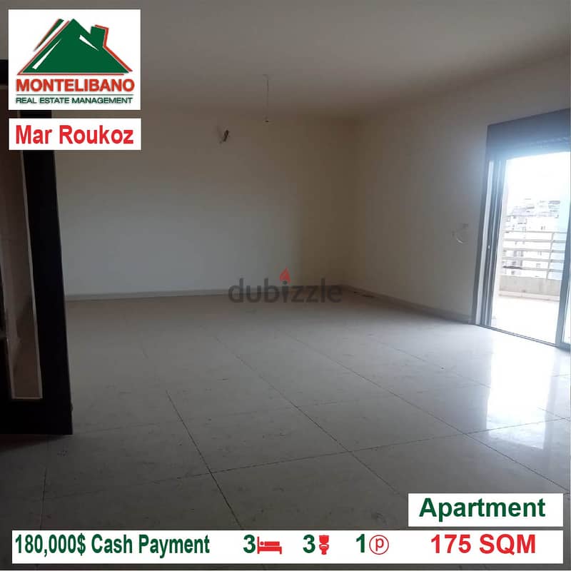180,000$!! Apartment for sale located in Mar Roukoz 2