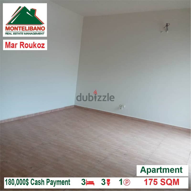 180,000$!! Apartment for sale located in Mar Roukoz 3