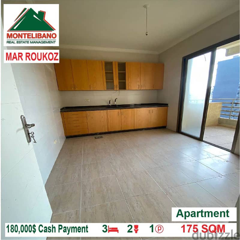 180,000$!! Apartment for sale located in Mar Roukoz 4