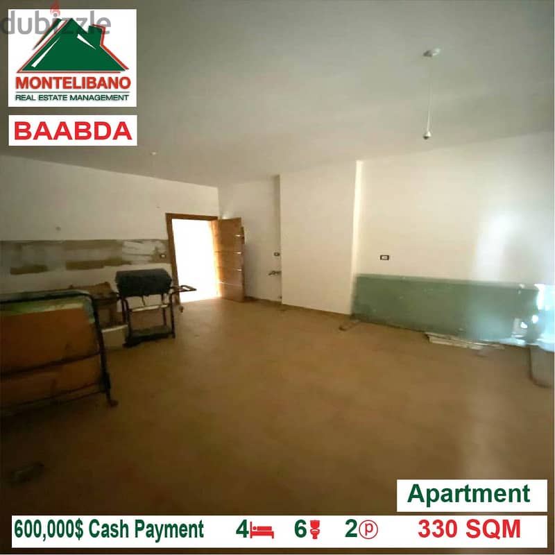 600000$!! Apartment for sale located in Baabda 4