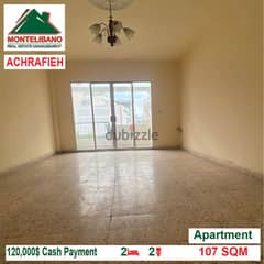 120,000$ Cash Payment!! Apartment for sale in Achrafieh!!