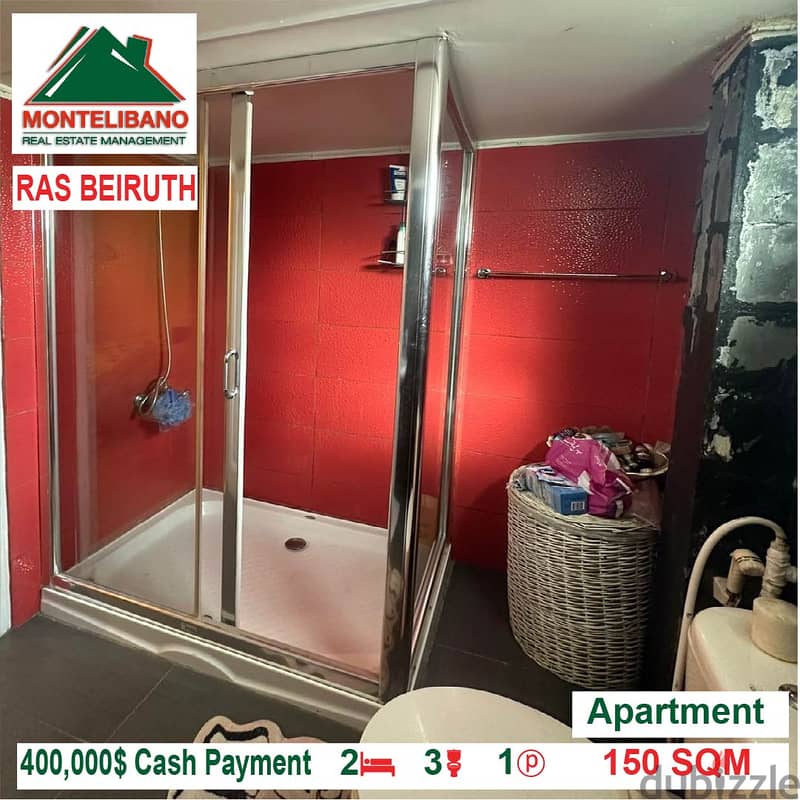 400,000$ Cash Payment!! Apartment for sale in Ras Beiruth!! 4