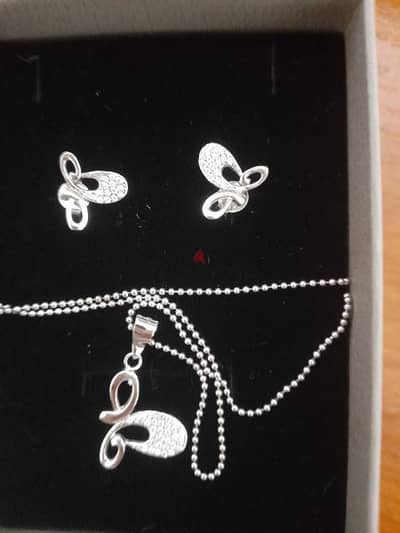 Silver Necklace + Earrings