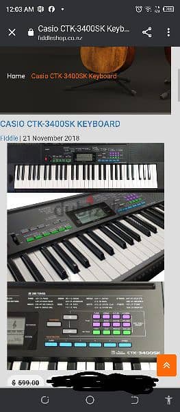 Piano Casio ctk 3400sk with stand 0