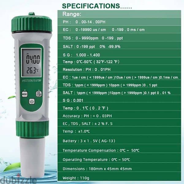 pH meter 6 in 1 2