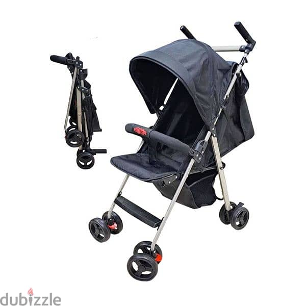 Baby Stroller with 360-degree Rotating Wheels and Push Arms 1