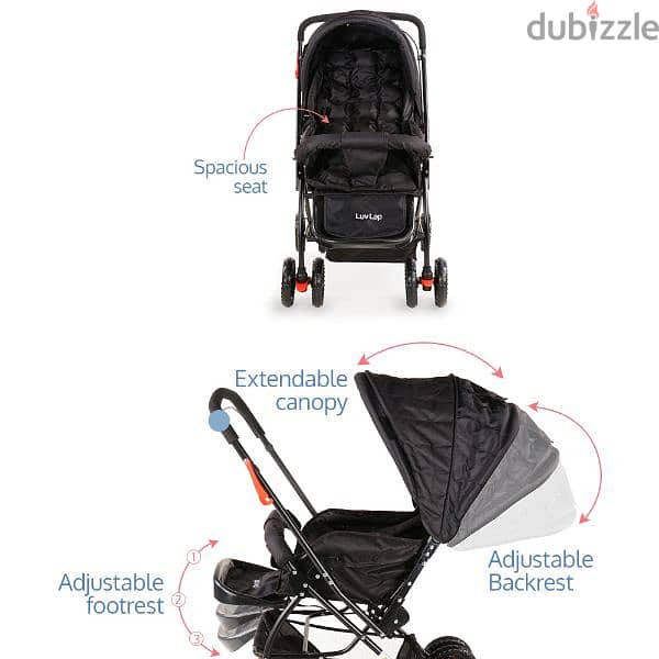 Baby Stroller with Mosquito Net & Reversible Handle 2