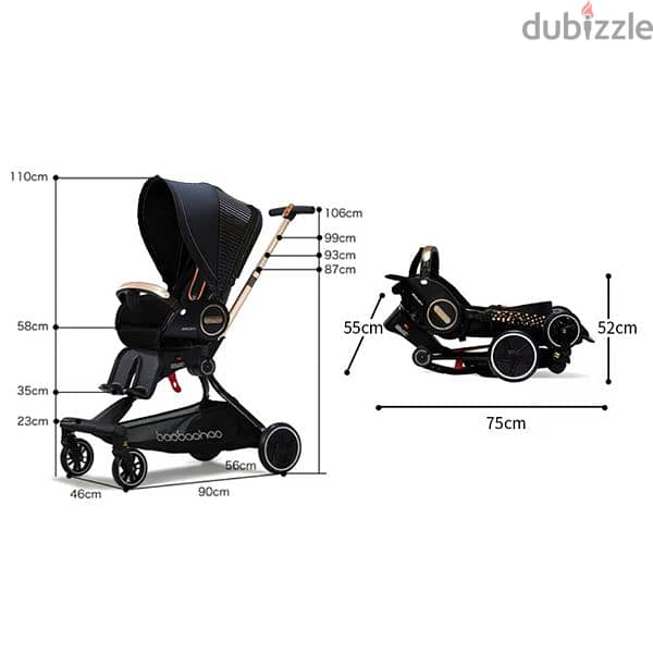 Luxurious 360° Rotating folding stroller with Lying Position 1