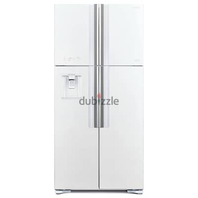 HITACHI FRIDGE PURE WHITEبراد هيتاشي 4ابواب زجاج ابيض طراز فرنسي كبير