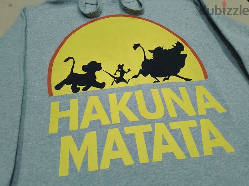 Original "Hakuna Matata" Disney Light Gray Hoodie Size Kids (16 years) 2
