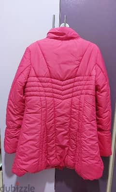 pink long waterproof jacket.