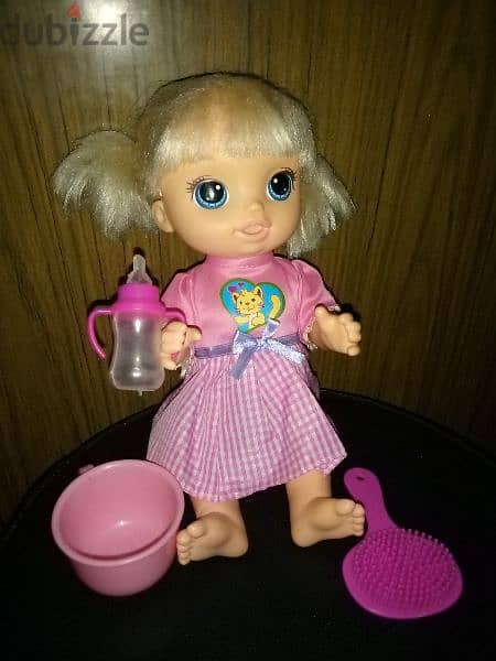 BABY ALIVE Girl Still Good Hasbro toy +Water bottle +Hair brush+Cup=16 1