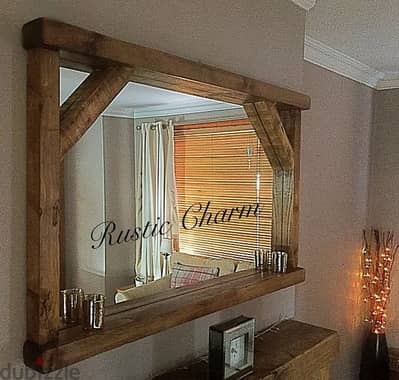 wood mirror vintage style 180x80 مراية خشب قديم