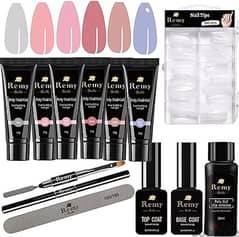 Remy Belle Poly Nail Gel Acrylic Kit - 6 Colors with Slip Solution top