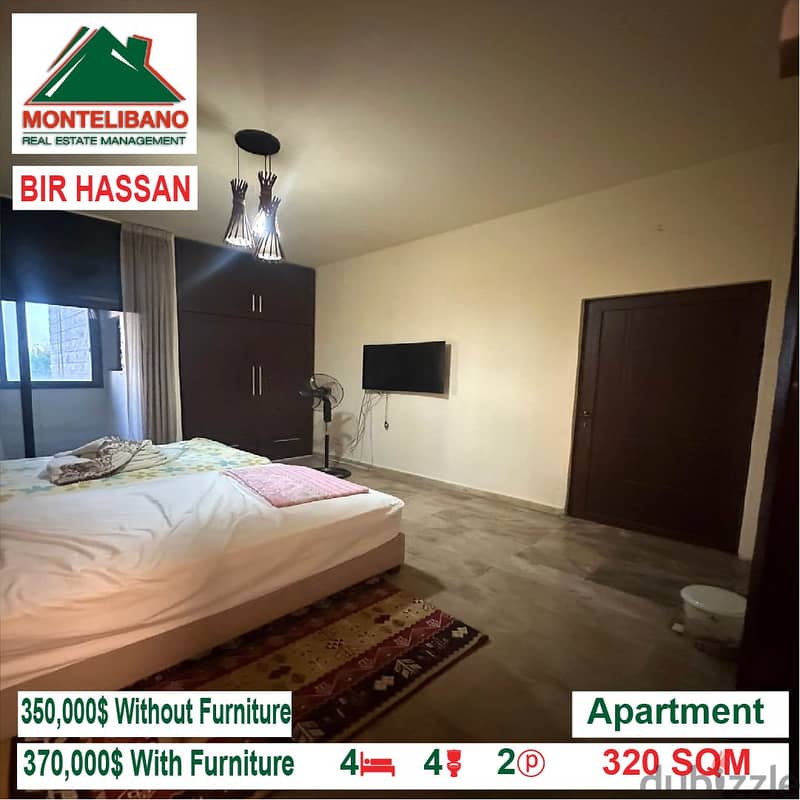 370,000$ Cash Payment!! Apartment for sale in Bir Hassan!! 4