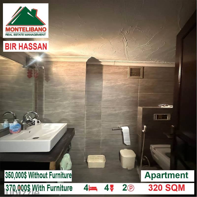 370,000$ Cash Payment!! Apartment for sale in Bir Hassan!! 5