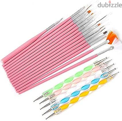 Scent House Nail Art Dotting Tools Set, Brushes - 20 Piece (Pink) 0