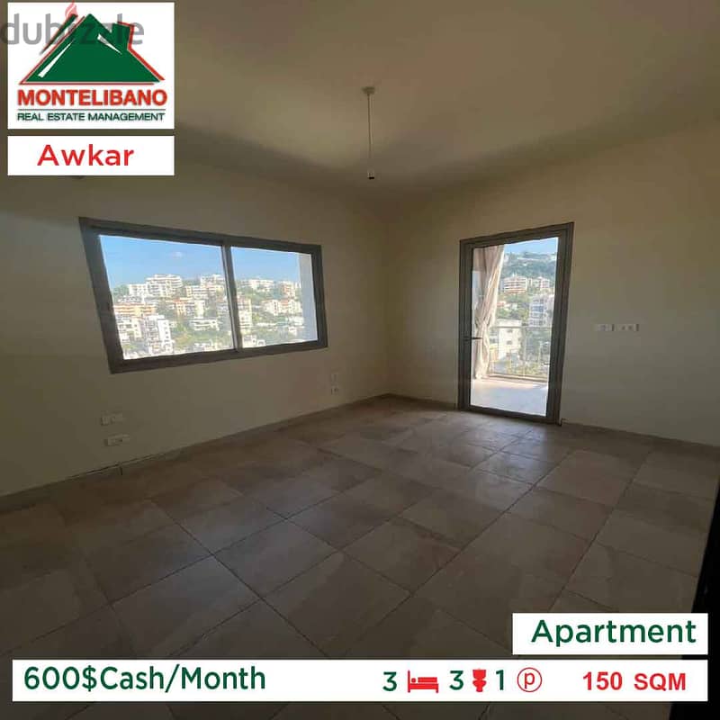 600$ Cash payment!!Apartment for rent in Awkar!! 2