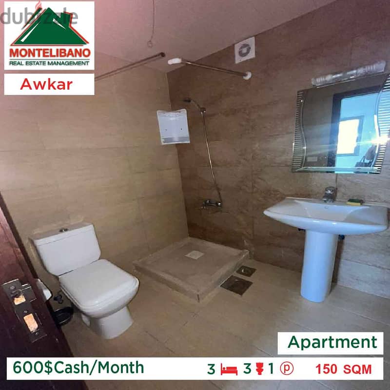 600$ Cash payment!!Apartment for rent in Awkar!! 3
