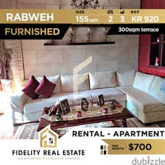 Furnished apartment for rent in Rabweh KR920 0