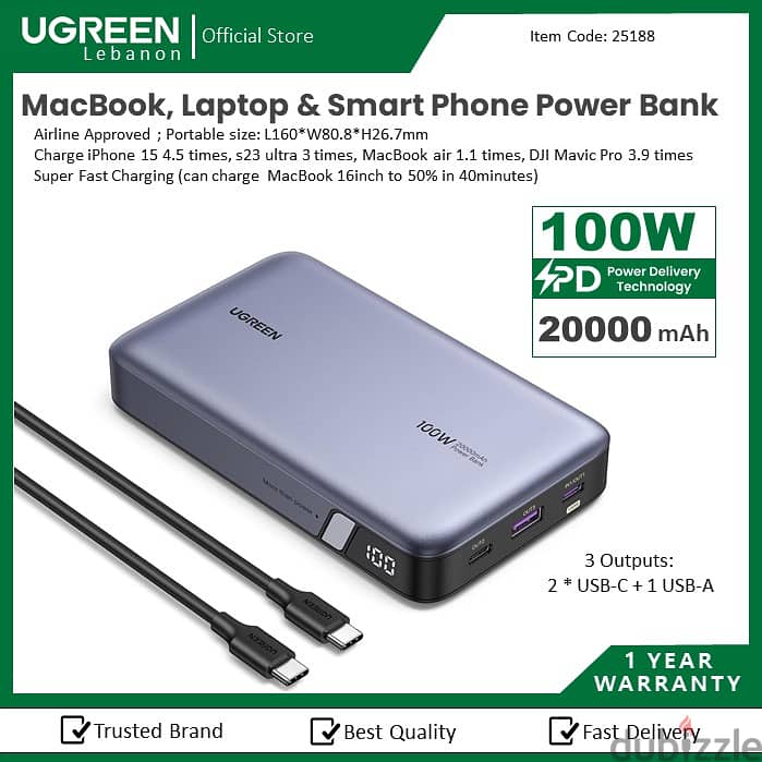 Ugreen Charger Mobile,66W,100W,240W,Power Bank, 1Year Warranty 13