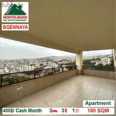 400$/Cash Month!! Apartment for rent in Bqennaya!! 0