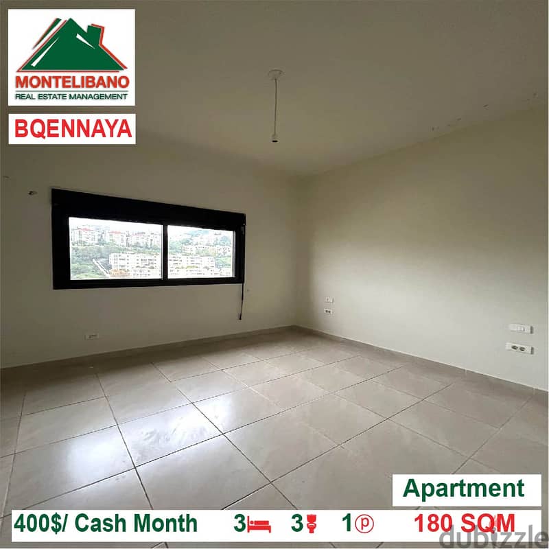 400$/Cash Month!! Apartment for rent in Bqennaya!! 2