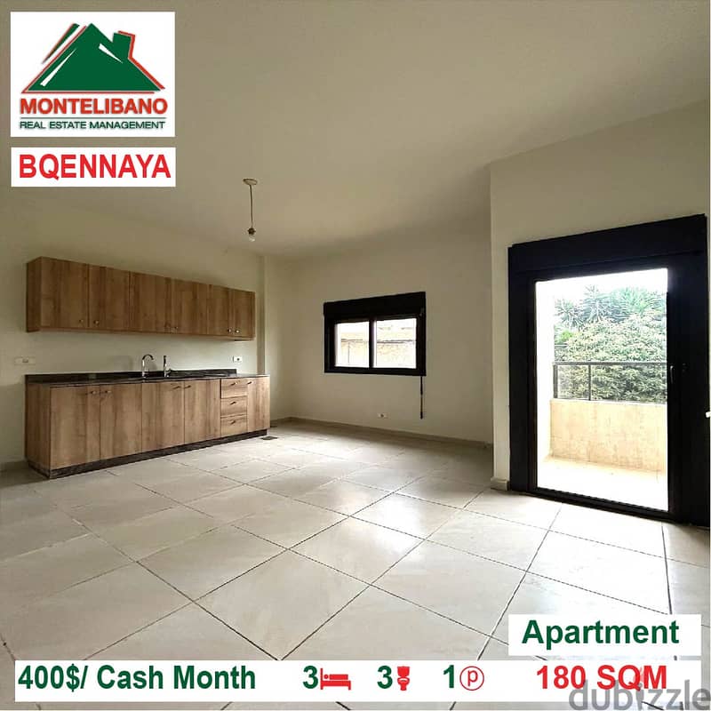 400$/Cash Month!! Apartment for rent in Bqennaya!! 3