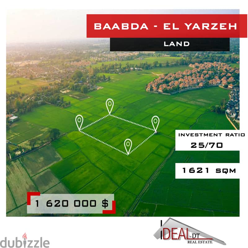 Land for sale In Baabda Yarzeh 1621 sqm ref#ms82099 0