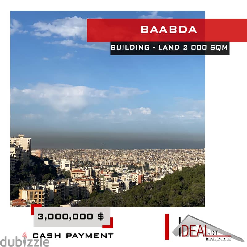 Building & land for sale in Baabda 2000 sqm٢٠٠٠م بناء للبيعref#MS82101 0