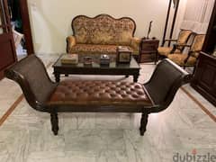REDUCED $ Leather upholstered bench sofa