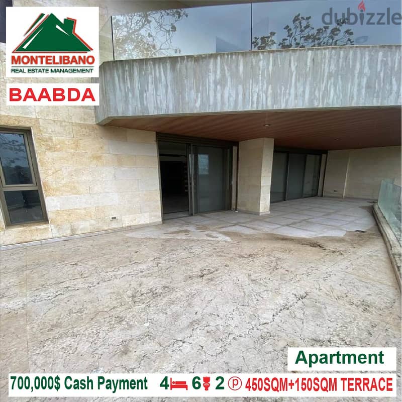 700,000$ Apartment for sale located in Baabda 2