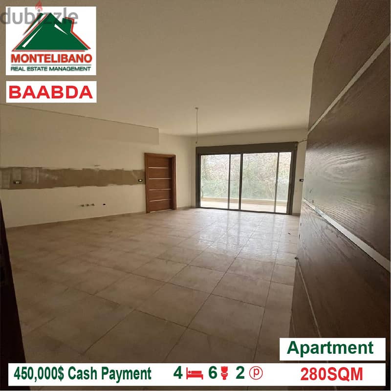 450,000$ Apartment for sale located in Baabda 6
