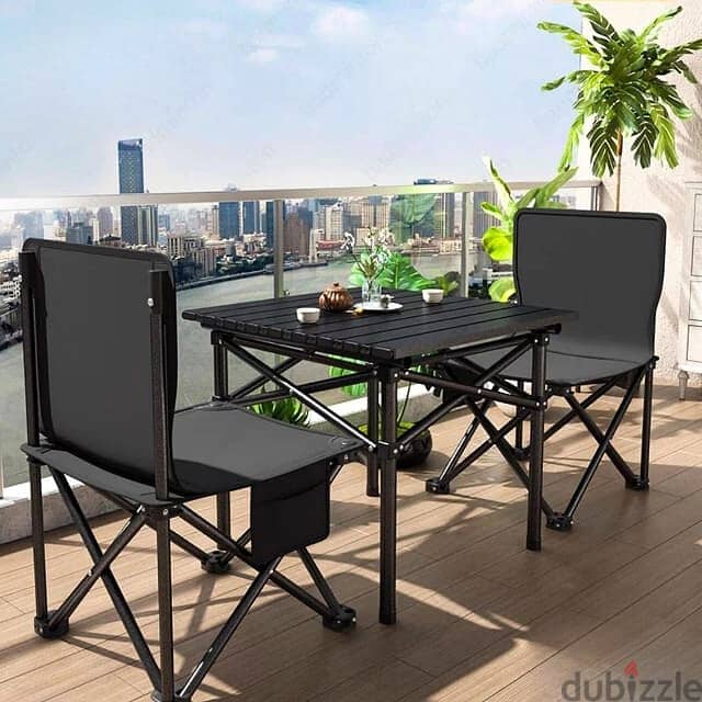 Modern Foldable Table, Picnic Outdoor Table in Black 0