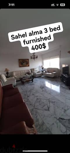 haret sakher 170m 3 bed furnished +view for 400$ only