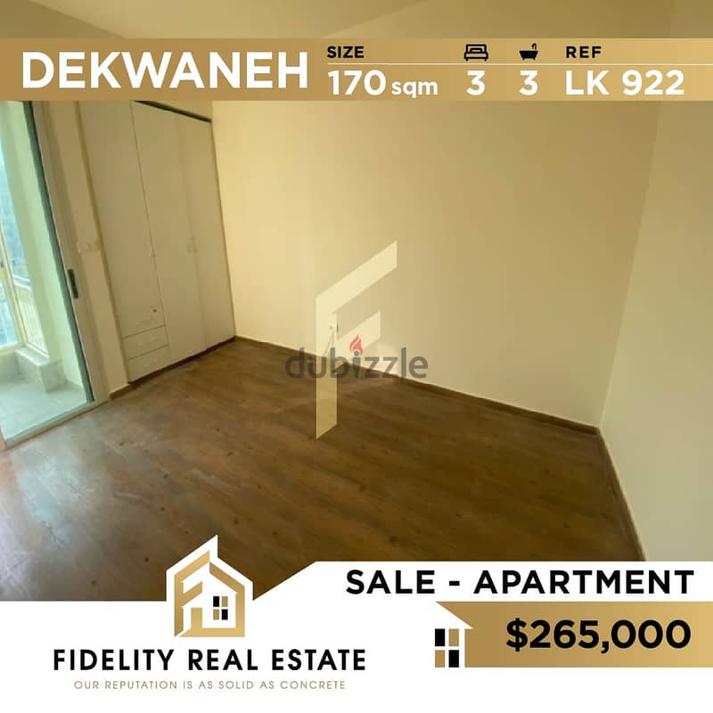 Apartment for sale in Dekwaneh LK922 0