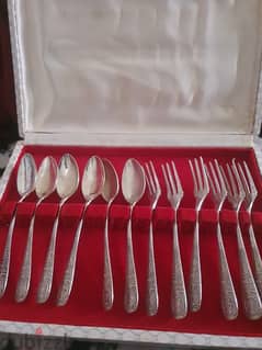 silver set of 12 pieces,6 spoons and 6 forks. 15 cm 0