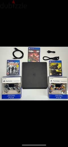 ps4 slim with 2 controllers with 3 games 0