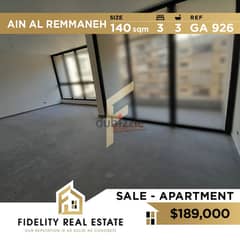 Apartment for sale in Ain El Remmaneh GA926