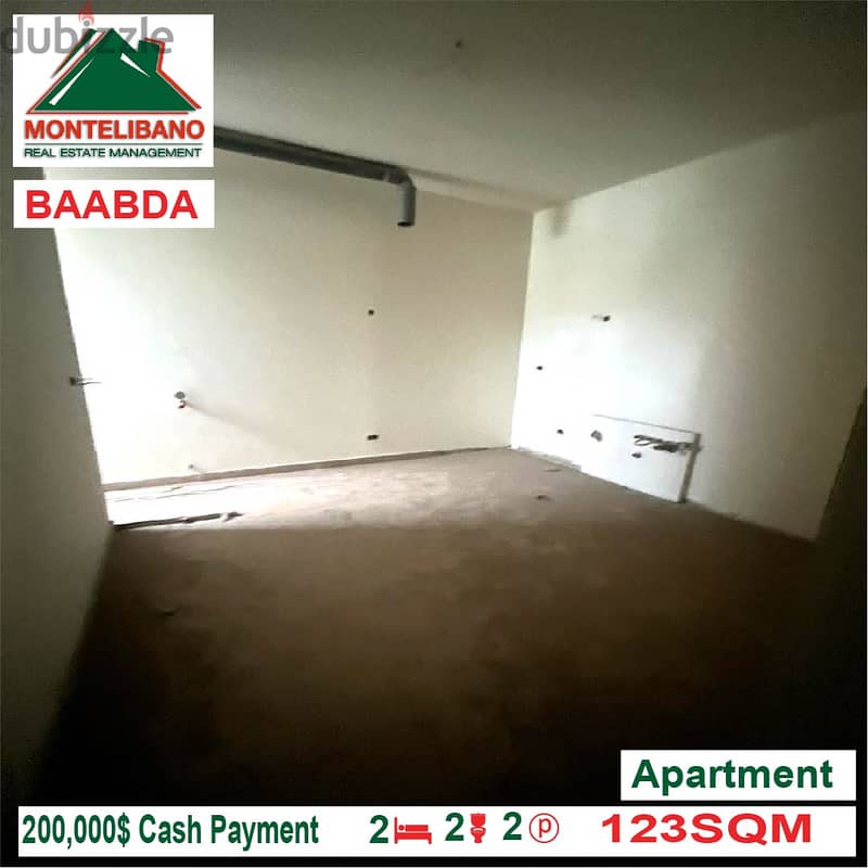 200,000$!! Aparrment for sale located in Baabda 2